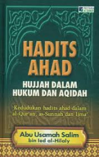 Image of Hadits Ahad: hujjah dalam hukum dan aqidah